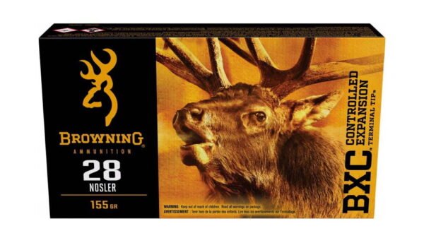 Browning BXC .28 Nosler 155 Grain Controlled Expansion Terminal Tip Brass Cased 300 rounds