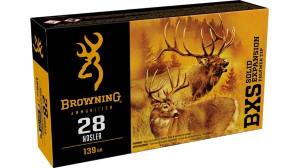 Browning BXS .28 Nosler 139 Grain Solid Expansion Polymer Tip Brass Cased 300 rounds