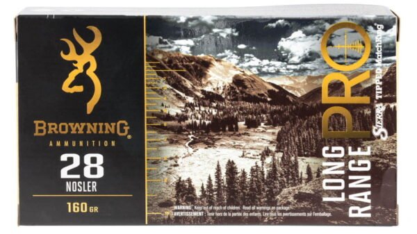 Browning Long Range Pro .28 Nosler 160 Grain Sierra MatchKing Boat Tail Hollow Point Brass Cased 300 rounds