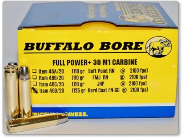 Buffalo Bore Ammunition 30 Carbine 125 Grain Hard Cast Lead Gas Check Flat Nose 50 rounds