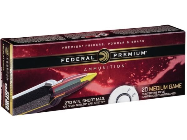 Federal Premium Ammunition 270 Winchester Short Magnum (WSM) 130 Grain Nosler Ballistic Tip 250 rounds