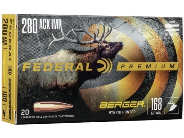 Federal Premium Ammunition 280 Ackley Improved 168 Grain Berger Hybrid Hunter 300 rounds