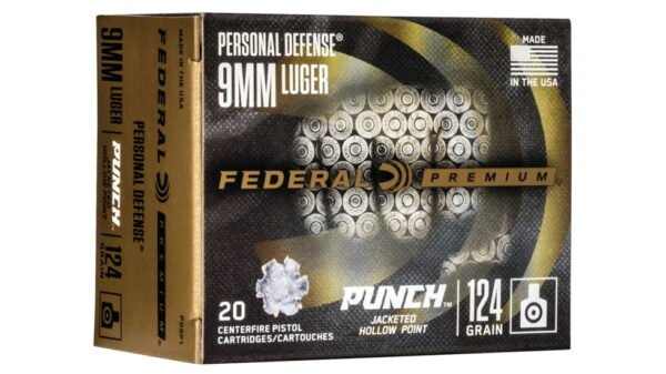 Federal Premium Centerfire Handgun Ammunition 9mm Luger 124 grain Jacketed Hollow Point 500 rounds