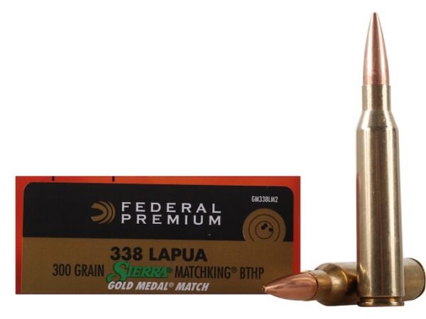 Federal Premium Gold Medal Ammunition 338 Lapua Magnum 300 Grain Sierra MatchKing Hollow Point Boat Tail 100 rounds