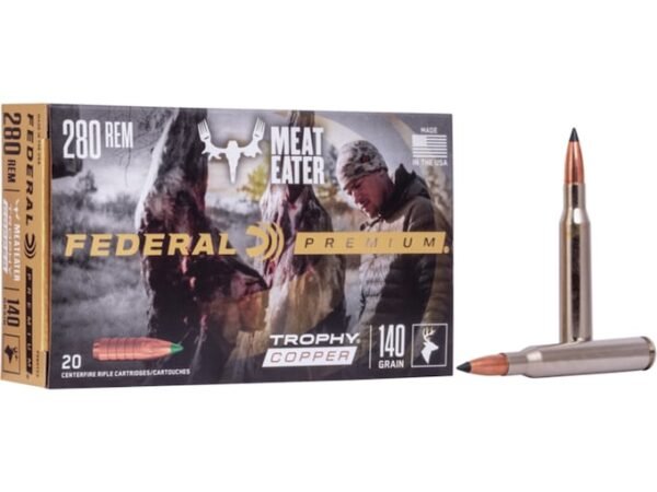 Federal Premium Meat Eater Ammunition 280 Remington 140 Grain Trophy Copper Tipped Boat Tail Lead-Free 300 rounds