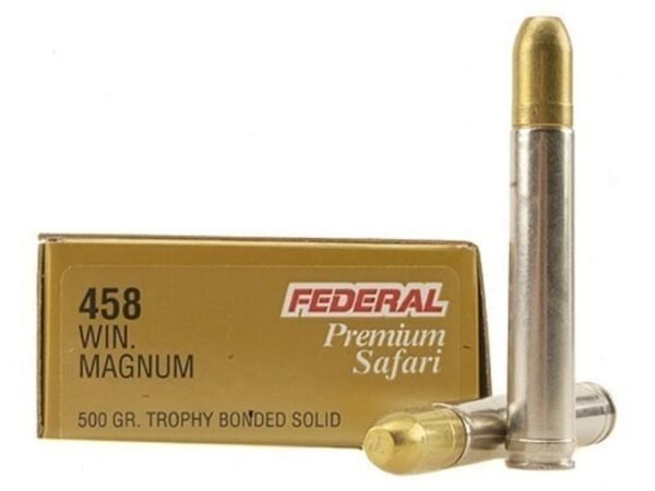 Federal Premium Safari Ammunition 458 Winchester Magnum 500 Grain Speer Trophy Bonded Sledgehammer 100 round