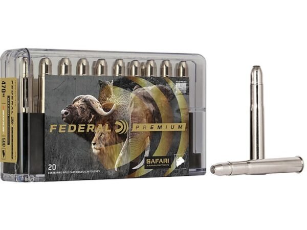 Federal Premium Safari Ammunition 470 Nitro Express 500 Grain Trophy Bonded Bear Claw Soft Point 60 round