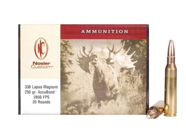 Nosler Custom Ammunition 338 Lapua Magnum 250 Grain AccuBond 100 rounds