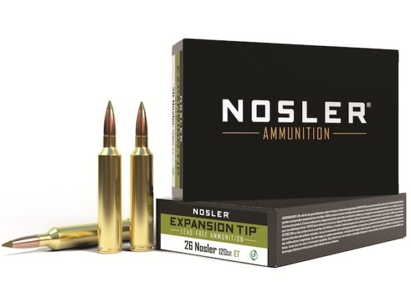 Nosler E-Tip Ammunition 26 Nosler 120 Grain E-Tip Lead-Free 300 round