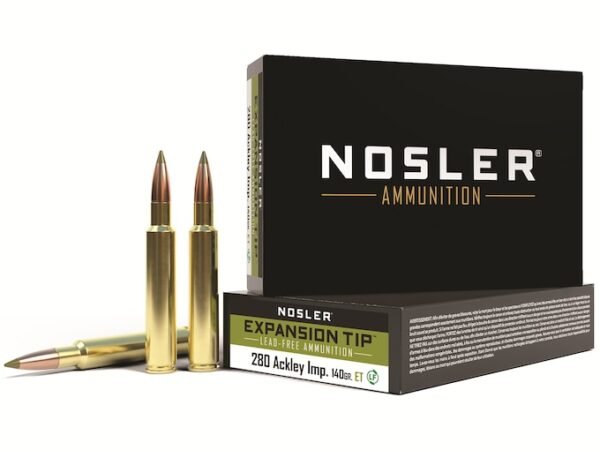 Nosler E-Tip Ammunition 280 Ackley Improved 140 Grain E-Tip Lead-Free 300 rounds