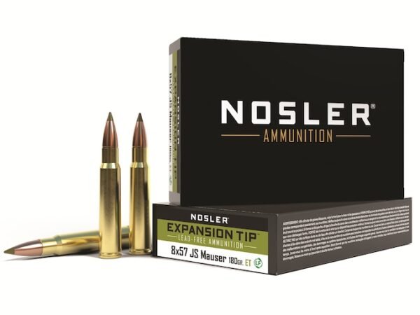 Nosler E-Tip Ammunition 8x57mm JS Mauser (8mm Mauser) 180 Grain E-Tip Lead-Free 300 rounds