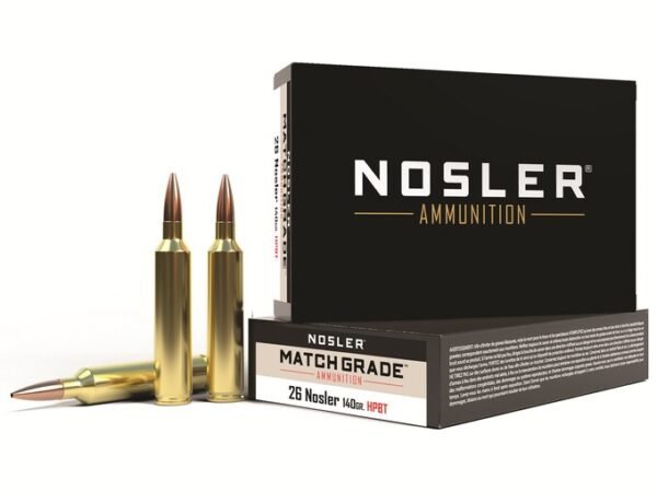 Nosler Match Grade Ammunition 26 Nosler 140 Grain Custom Competition Hollow Point Boat Tail 300 round