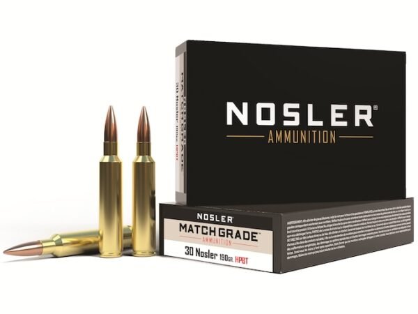 Nosler Match Grade Ammunition 30 Nosler 190 Grain Custom Competition Hollow Point Boat Tail 200 round