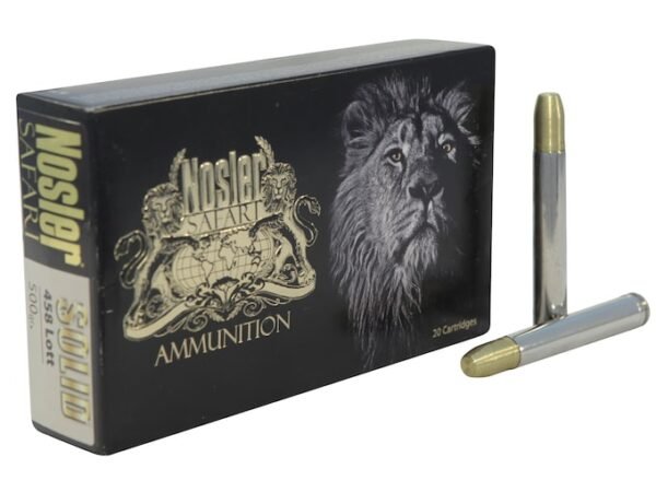 Nosler Safari Ammunition 458 Lott 500 Grain Solid 100 round