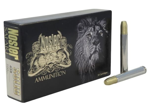 Nosler Safari Ammunition 458 Winchester Magnum 500 Grain Solid 100 round