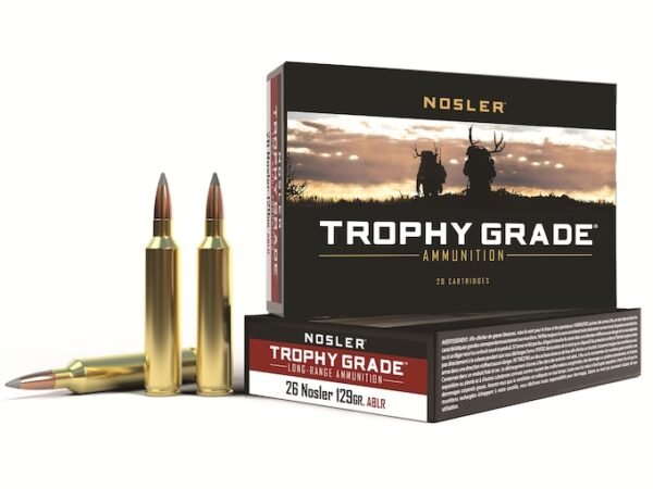 Nosler Trophy Grade Ammunition 26 Nosler 129 Grain AccuBond Long Range 300 round