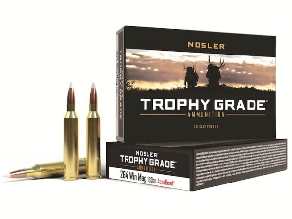 Nosler Trophy Grade Ammunition 264 Winchester Magnum 130 Grain AccuBond 300 round