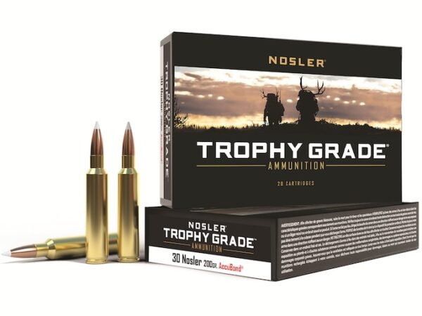 Nosler Trophy Grade Ammunition 30 Nosler 200 Grain AccuBond 200 round