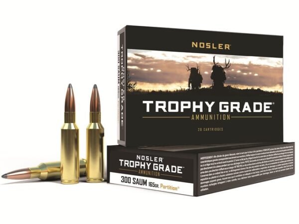 Nosler Trophy Grade Ammunition 300 Remington Short Action Ultra Magnum 165 Grain Partition 300 round