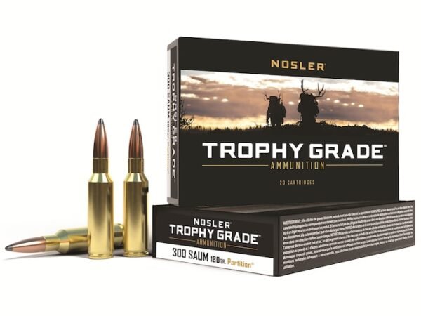 Nosler Trophy Grade Ammunition 300 Remington Short Action Ultra Magnum 180 Grain Partition Spitzer 300 round