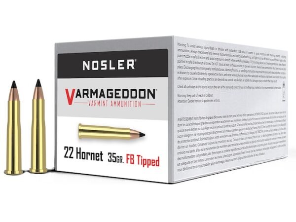 Nosler Varmageddon Ammunition 22 Hornet 35 Grain Tipped Flat Base 500 rounds