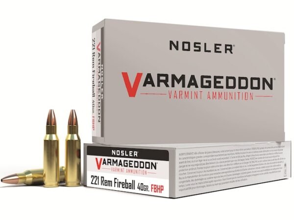 Nosler Varmageddon Ammunition 221 Remington Fireball 40 Grain Hollow Point Flat Base 300 round