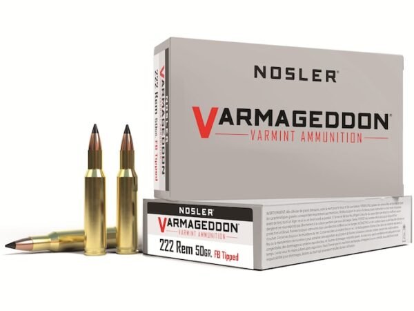 Nosler Varmageddon Ammunition 222 Remington 50 Grain Polymer Tip Flat Base 500 rounds