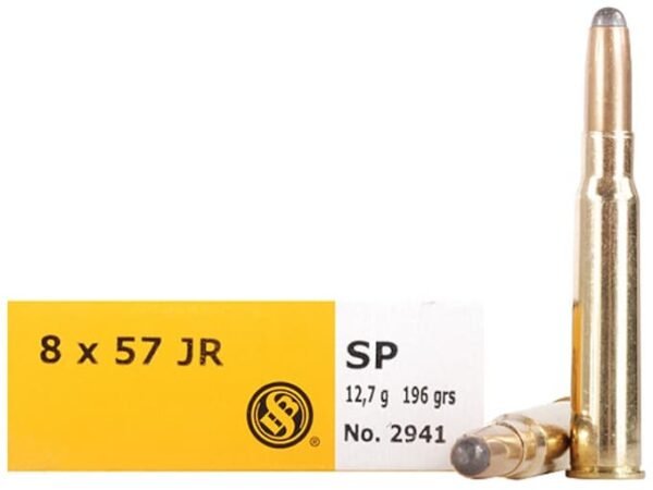 Sellier & Bellot Ammunition 8x57mm JR Mauser (Rimmed Mauser) 196 Grain Soft Point 500 round