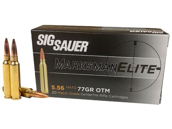 Sig Sauer Marksman Elite Ammunition 5.56x45mm NATO 77 Grain Sierra MatchKing Hollow Point 500 round