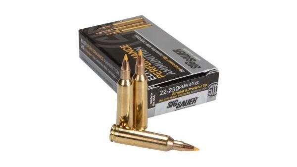 Sig Sauer SIG Hunting Rifle Ammunition .22-250 Remington 40 grain Full Metal Jacket Brass Cased 500 rounds