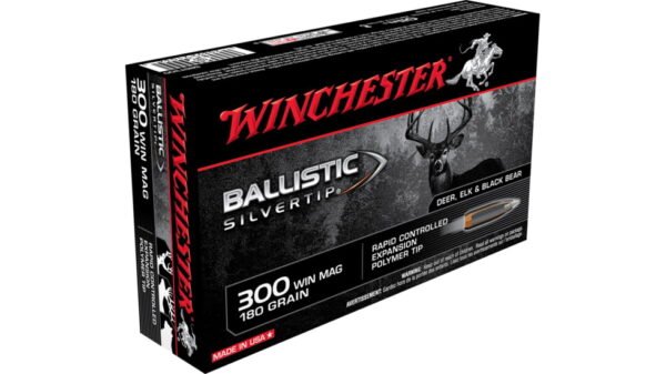 Winchester BALLISTIC SILVERTIP .300 Winchester Magnum 180 grain Fragmenting Polymer Tip Brass Cased 500 rounds