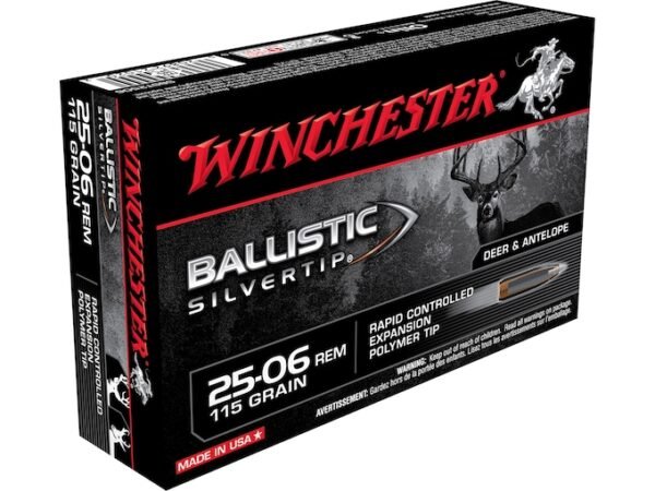 Winchester Ballistic Silvertip Ammunition 25-06 Remington 115 Grain Rapid Controlled Expansion Polymer Tip 500 rounds