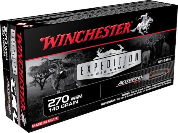 Winchester Expedition Big Game Ammunition 270 Winchester Short Magnum (WSM) 140 Grain Nosler AccuBond 250 rounds