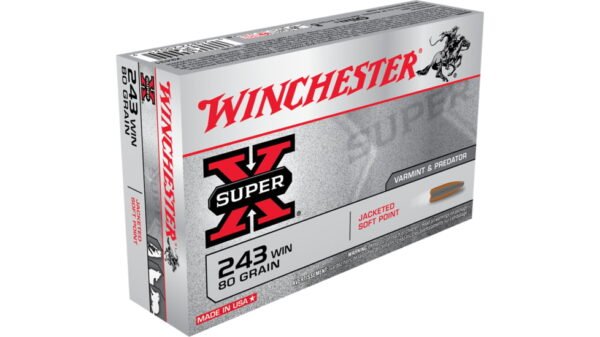 Winchester SUPER-X RIFLE .243 Winchester 80 grain Jacketed Soft Point Brass Cased 500 rounds