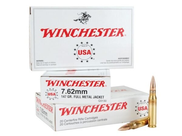 Winchester USA Ammunition 7.62x51mm NATO 147 Grain Full Metal Jacket 500 rounds