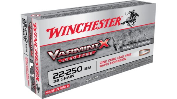 Winchester VARMINT X RIFLE LEAD FREE .22-250 Remington 38 grain Zink Core Hollow Point 500 rounds