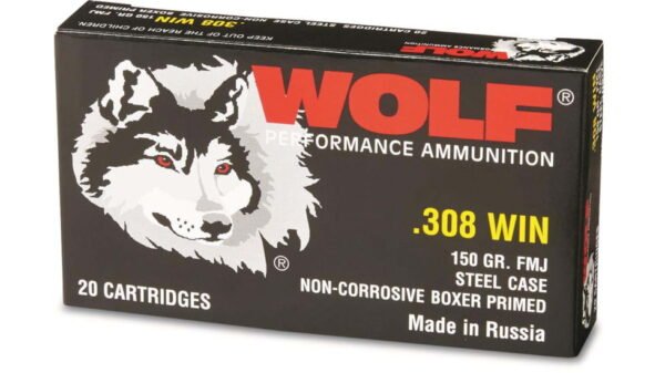 Wolf Ammo Performance .308 Winchester 150 Grain Full Metal Jacket Steel Cased 500 rounds